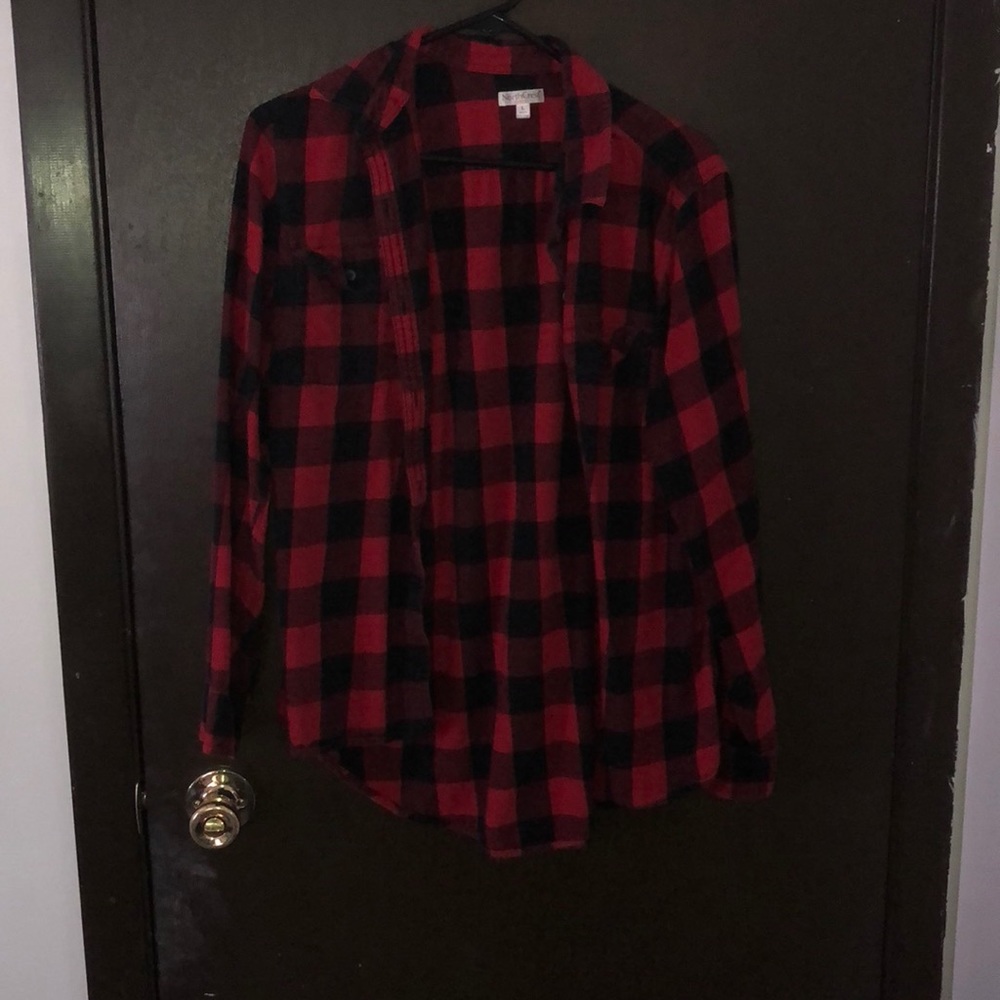 Red button down